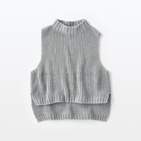 Cotton Cropped Vest／Top Gray