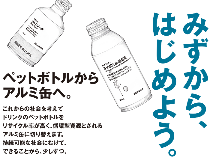 ペットボトルからアルミ缶への切り替えと水プロジェクト活動拡大のお知らせ